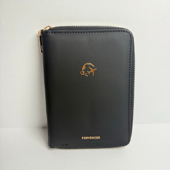 Passport Travel Wallet RFID Zip Organizer Black Faux Leather by Forvencer NWOT - Picture 7 of 7